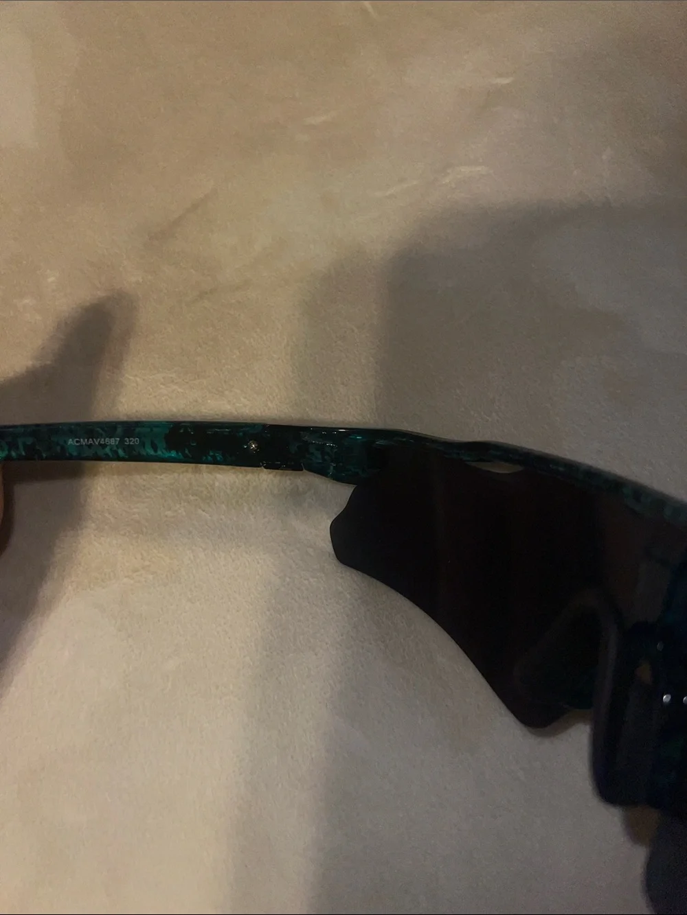 Sport Shield Sunglasses in Black with Green Marble Temples